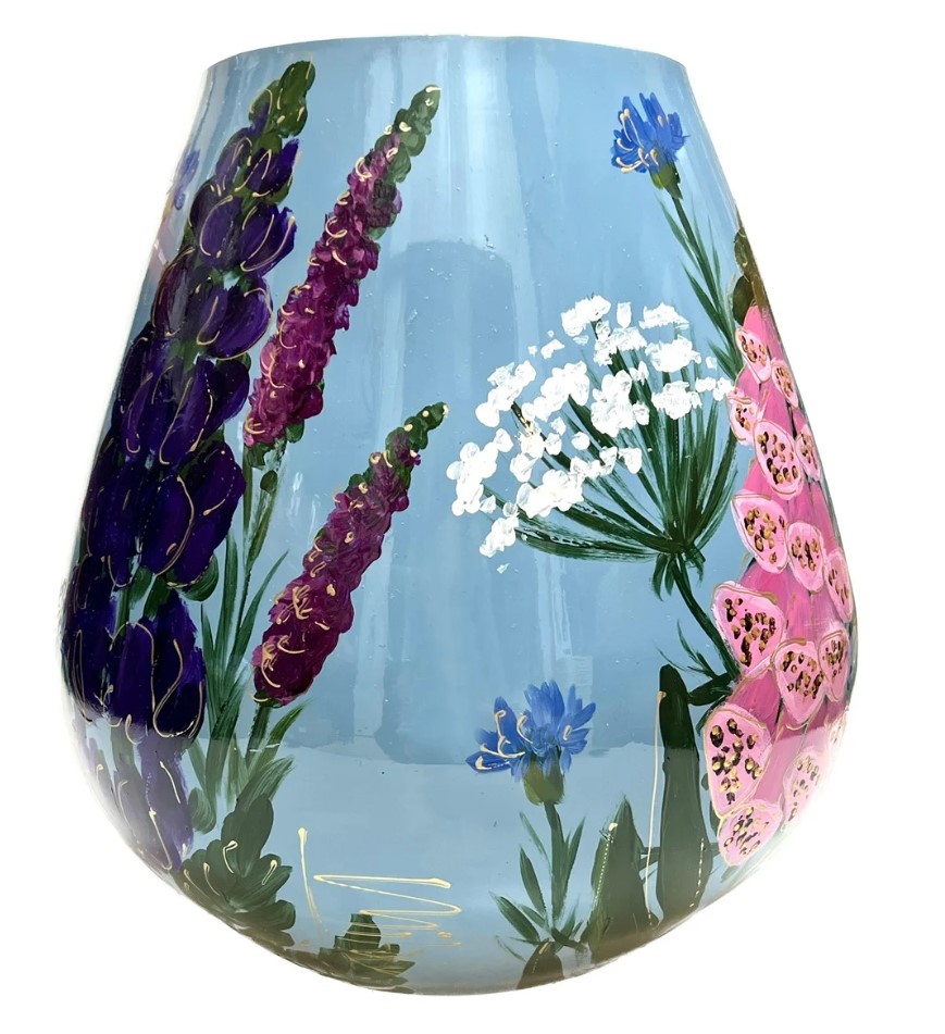 Vaas Tasman M Field Bouquet Blue, Diam: 26 cm, hoog 28 cm