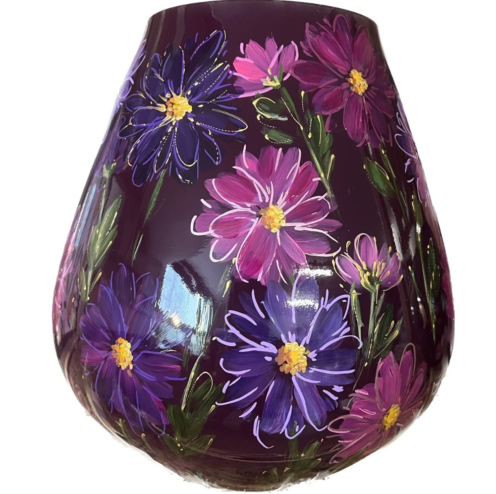 Vaas Tasman M Flower Aubergine, Diam: 26 cm, hoog 28 cm