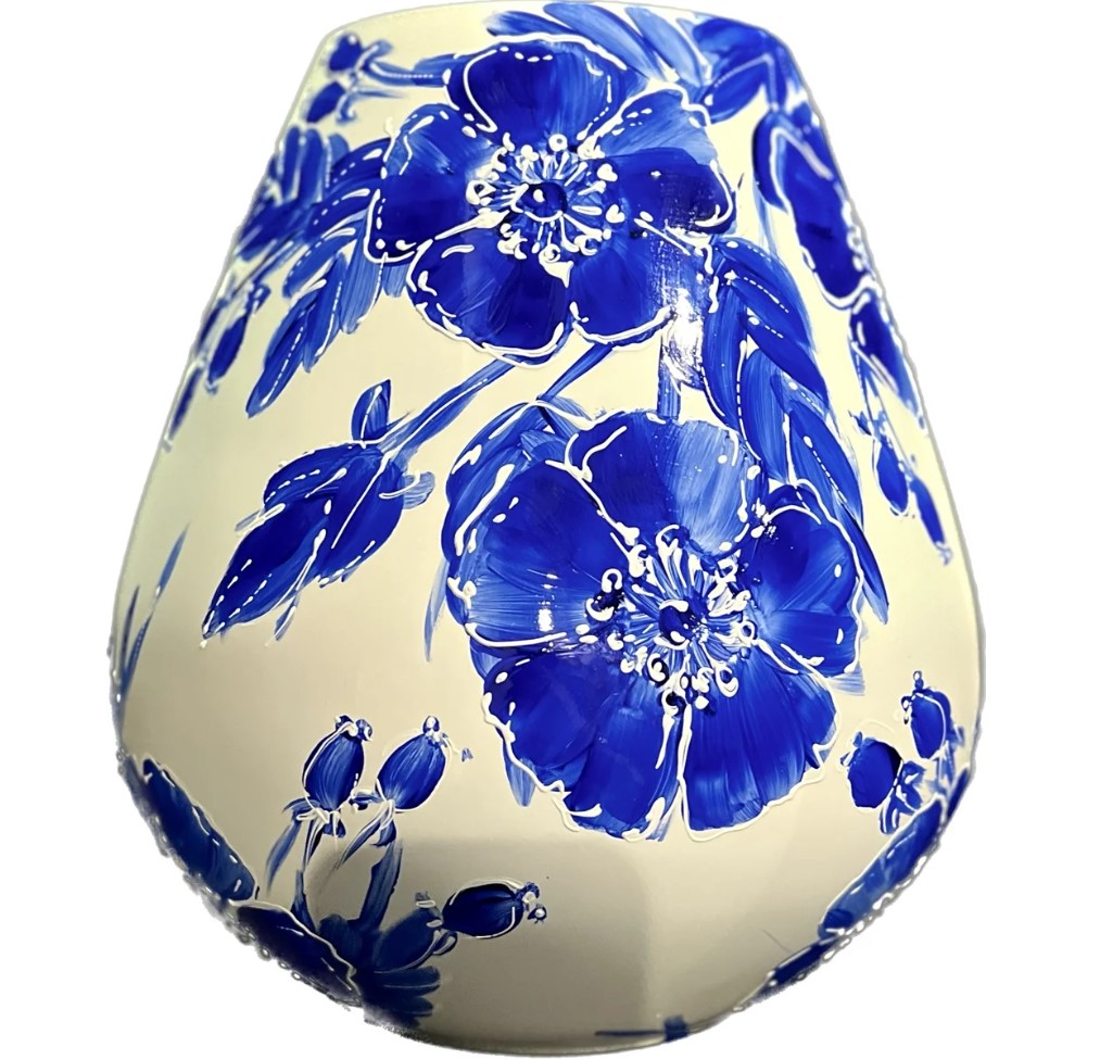 Vaas Tasman M Rosehip Delfs Blauw, Diam: 26 cm, hoog 28 cm