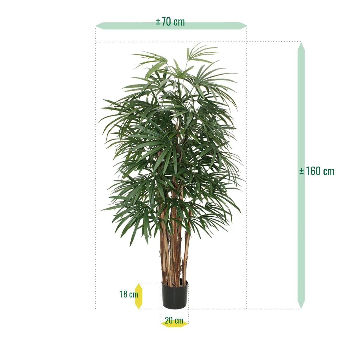 Raphis kunstpalm deluxe 160cm - FR - brandvertragend