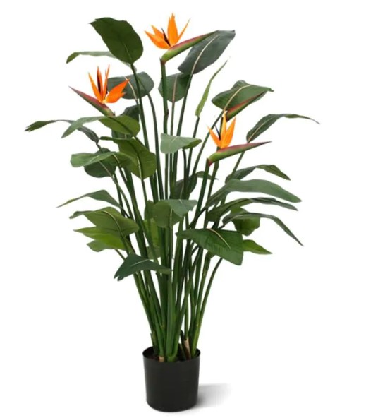 Strelitzia Deluxe kunstplant, H: 145 cm met bloem